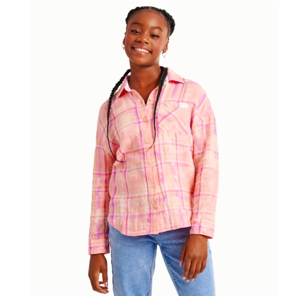 Justice Double Weave Plaid Top